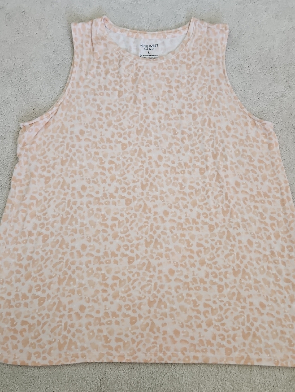 Nine West Peach Leopard Print Sleeveless Top